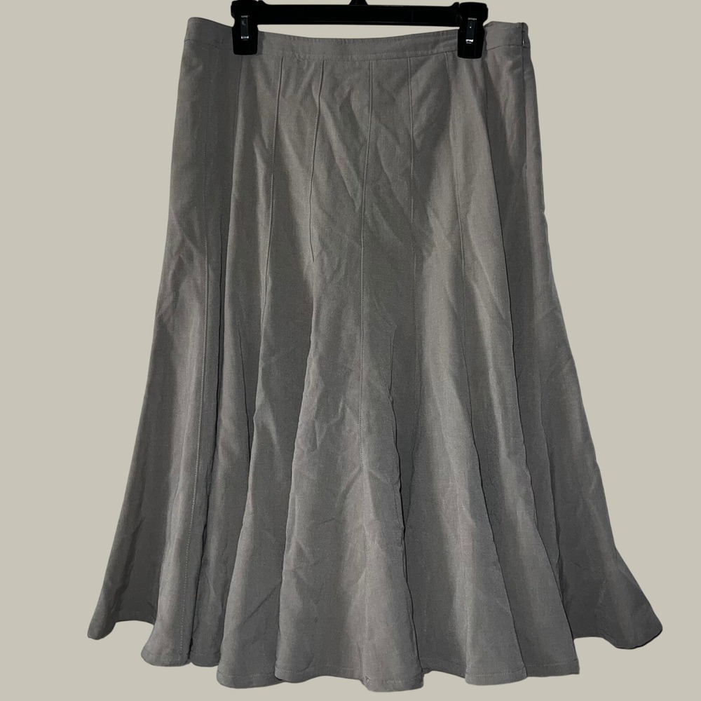 Grace Elements Women's Gray‎ Flowy Pleated Midi Skirt Size 10
